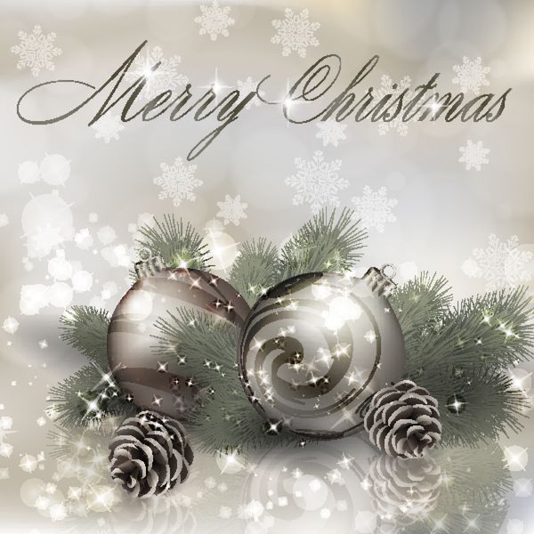 کارت تبریک کریسمس با توپ های کریسمس وکتور