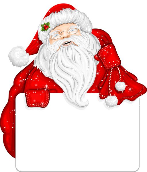 بابا نوئل خندان بنری را برای متن نگه می دارد کریسمس مبارک وکتور