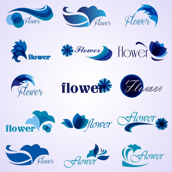 الگوهای گل جدا شده در پس زمینه وکتور عناصر برای طراحی لوگوی گل
