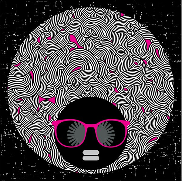 زن سر سیاه با موهای مدل عجیب و غریب وکتور