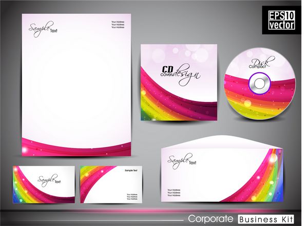 کیت هویت شرکتی حرفه ای یا کیت تجاری برای کسب و کار شما شامل طرح های جلد سی دی کارت ویزیت پاکت نامه و طرح های سر نامه در فرمت است