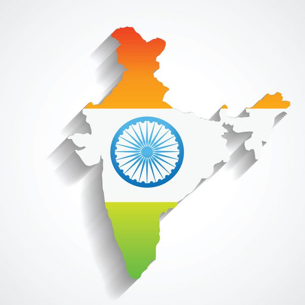 نقشه هند با طرح پرچم