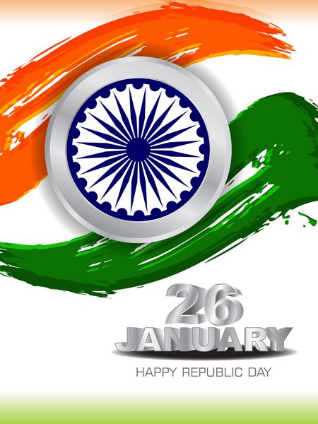 طراحی خلاقانه پس زمینه روز جمهوری هند با طرح زیبای پرچم هند و چرخ Asoka