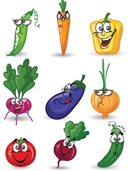 سبزیجات کارتونی با صورت