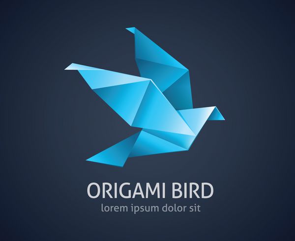 نماد انتزاعی لوگوی پرنده اوریگامی - وکتور