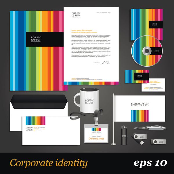 الگوی رنگی هویت شرکتی وکتور سبک شرکت برای برند و دستورالعمل