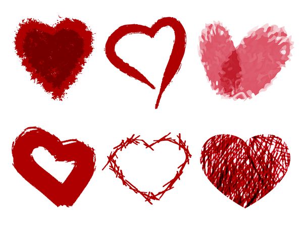 مجموعه ای از قلب های نقاشی شده با رنگ روز ولنتاین