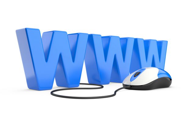 نماد اینترنت www به ماوس متصل است تصویر سه بعدی جدا شده در پس زمینه سفید