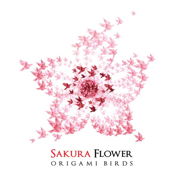 گل اوریگامی ژاپنی شکل از پرندگان در حال پرواز - وکتور