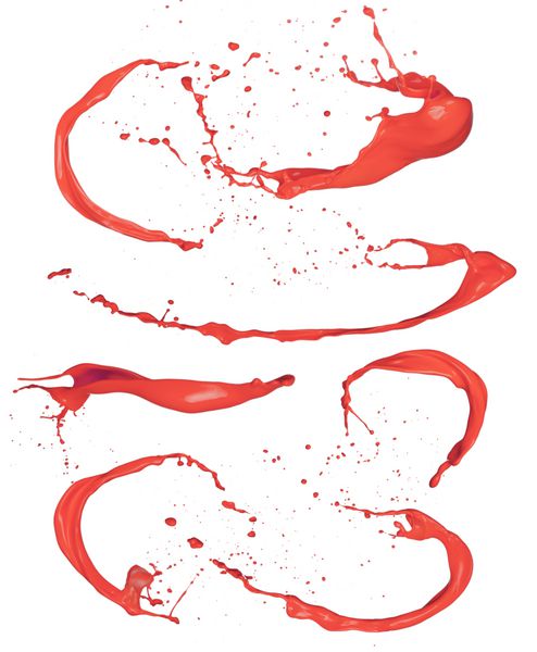 عکس پاشیده شدن رنگ قرمز جدا شده در پس زمینه سفید