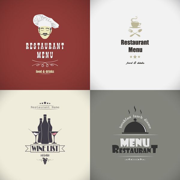 مجموعه ای از طرح ها برای منوی رستوران وکتور