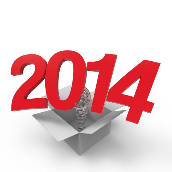 سال جدید 2014 جدا شده در پس زمینه سفید