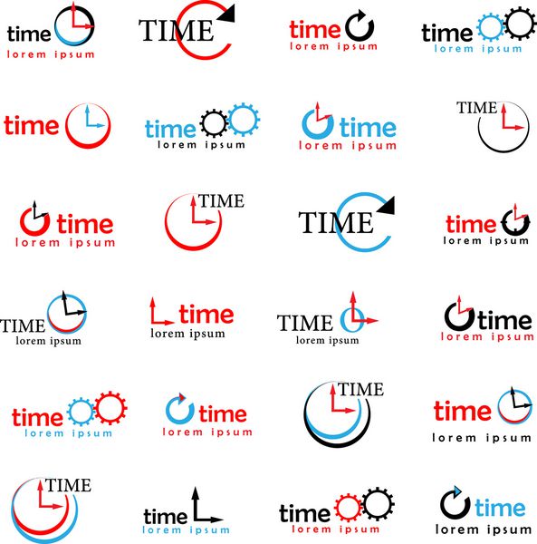 ساعت نمادهای زمان جدا شده در پس زمینه سفید - وکتور طرح گرافیکی قابل ویرایش برای طرح شما لوگوی زمان