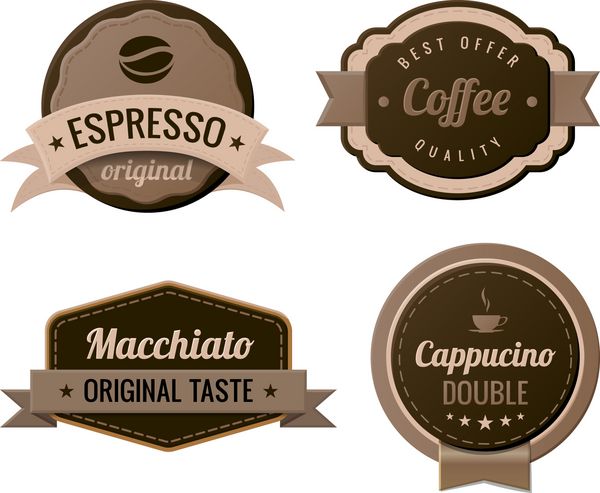 Coffee Vintage چنین مجموعه ای از الگوهای لوگو را برچسب گذاری می کند طراحی رترو لوکس آیکون های وکتور