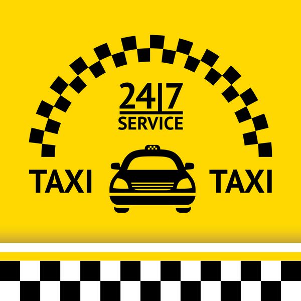 نماد تاکسی و ماشین روی پس‌زمینه وکتور