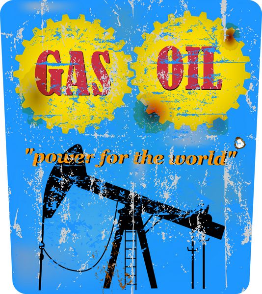 تابلوی تبلیغاتی نفت و گاز قدیمی وکتور