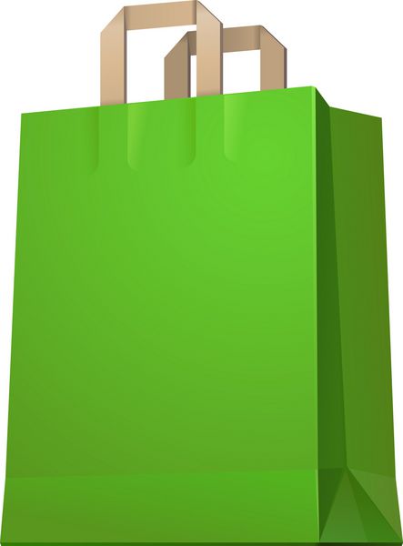 Carrier Shopping Paper Bag Green Empty