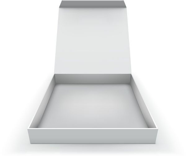 جعبه تخت خالی با پوشش باز جدا شده در پس زمینه سفید