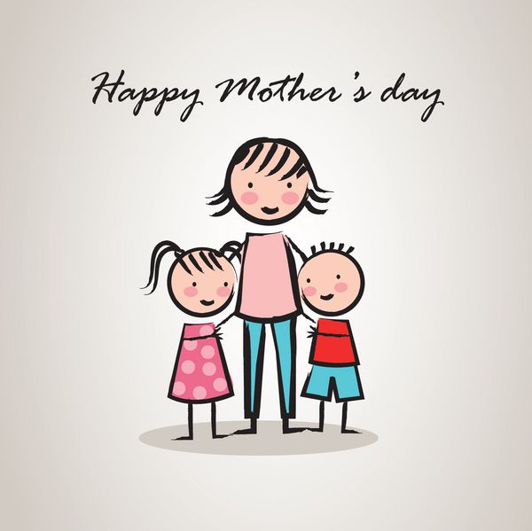 کارت تبریک روز مادر با کارتون وکتور