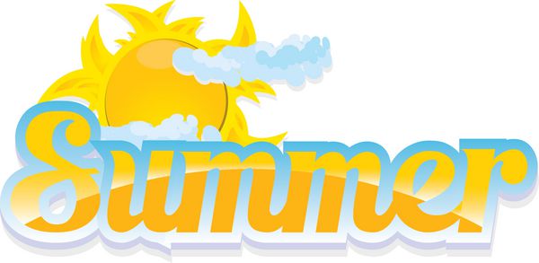 تصاویر زیبای تابستانی وکتور برچسب تابستان نماد تابستانی با خورشید و ابرها