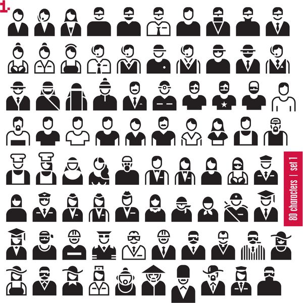نمادهای افراد مجموعه 80 کاراکتر 1 مشاغل حرفه ها منابع انسانی
