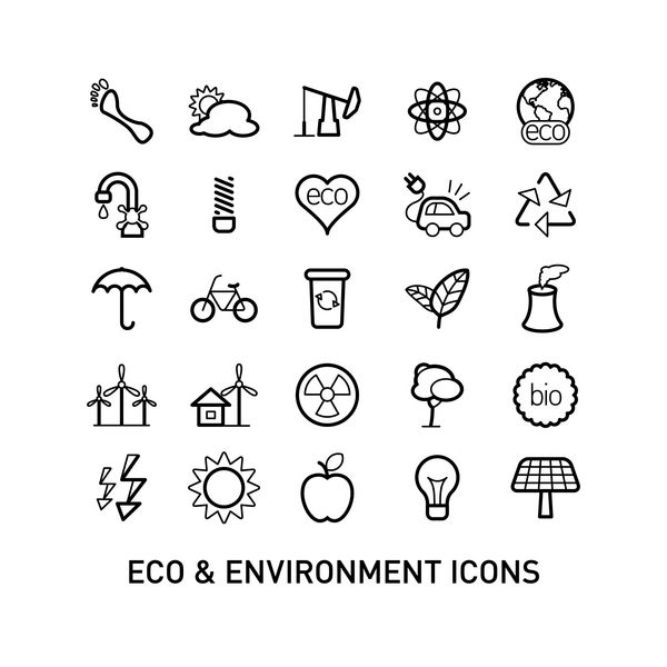 مجموعه مجموعه آیکون های اکولوژی و محیط زیست مشخص شده