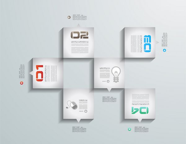 قالب طراحی اینفوگرافیک با برچسب های کاغذی ایده نمایش اطلاعات رتبه بندی و آمار با سبک اصلی و مدرن