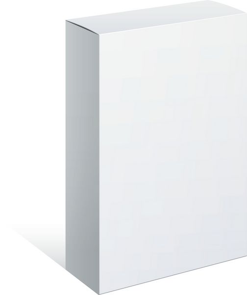 جعبه بسته بندی سفید واقعی برای نرم افزار دستگاه الکترونیکی و سایر محصولات وکتور