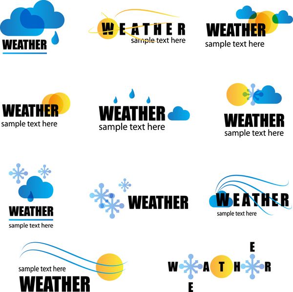 نمادهای آب و هوا- مجموعه - جدا شده در پس زمینه سفید - وکتور طرح گرافیکی قابل ویرایش برای طرح شما لوگوی آب و هوا