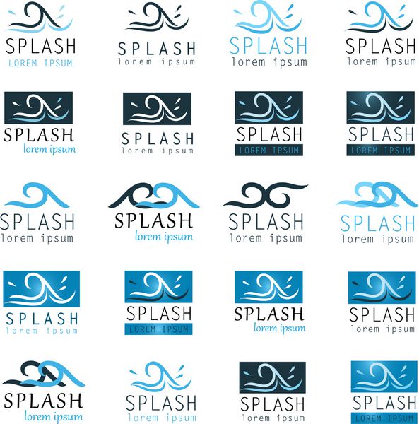 نمادهای اسپلش - مجموعه - جدا شده در پس زمینه سفید - وکتور طرح گرافیکی قابل ویرایش برای طرح شما لوگوی اسپلش
