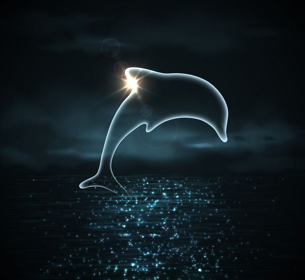 شبح دلفین در زمینه طبیعی تیره