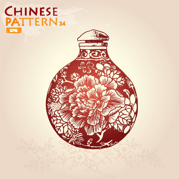 گلدان چینی عنصر طراحی تزئین شرقی