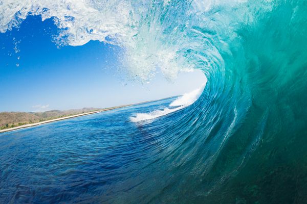 موج اقیانوس آبی گرمسیری