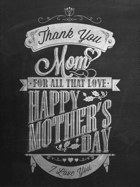 پس زمینه تایپوگرافی روز مادر مبارک با گچ روی تخته سیاه