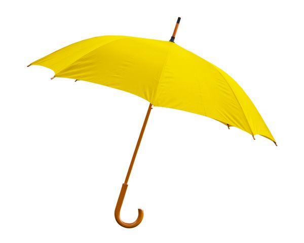 چتر زرد در پس زمینه سفید