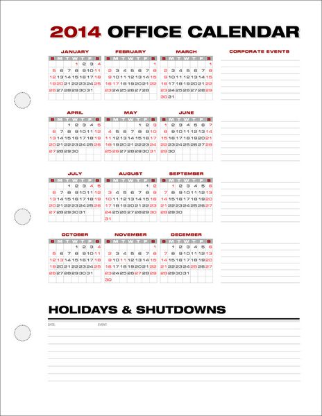 وکتور 2014 Clean Office Calendar