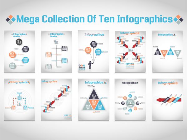 INFOGRAPHICS MEGA مجموعه ده اوریگامی مدرن گزینه های سبک ست تجاری بنر 2