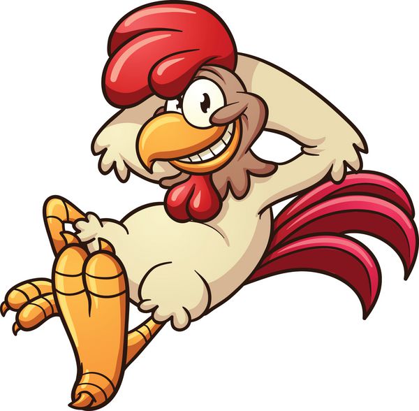 مرغ کارتونی آرامش بخش وکتور کلیپ آرت با شیب ساده همه در یک لایه