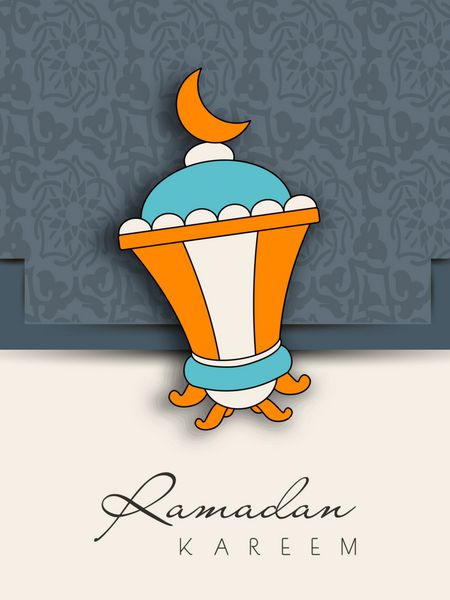 چراغ رنگارنگ عربی با ماه در زمینه الگوی اسلامی برای رمضان کریم