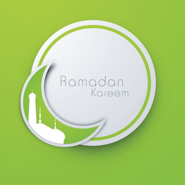 مفهوم رمضان کریم با مسجد و ماه در زمینه سبز
