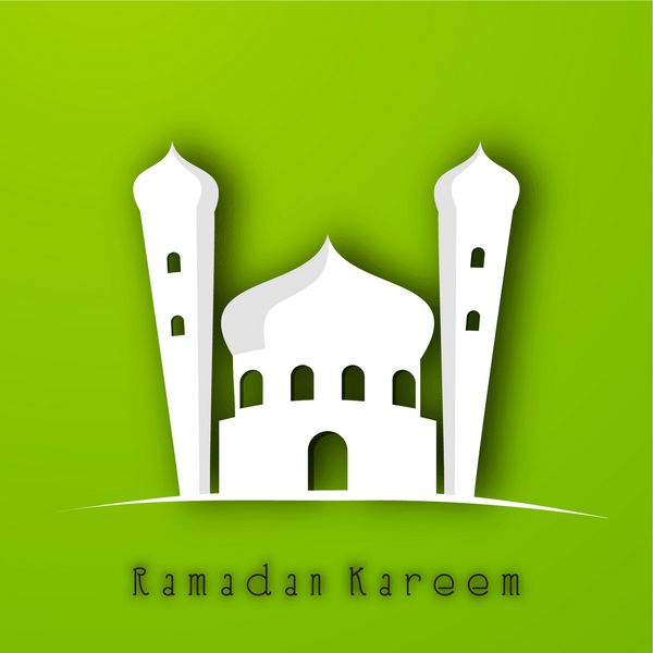 تصویر مسجد در زمینه انتزاعی سبز برای رمضان کریم