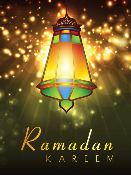 چراغ عربی منور در زمینه انتزاعی براق برای رمضان کریم