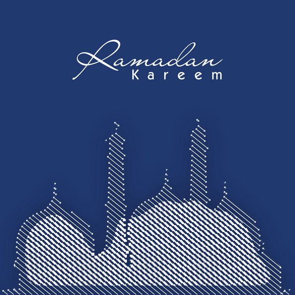 تصویر مسجد در زمینه آبی برای رمضان کریم