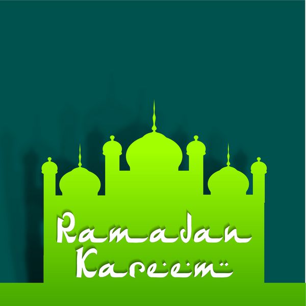 تصویر مسجد به رنگ سبز با متن رمضان کریم