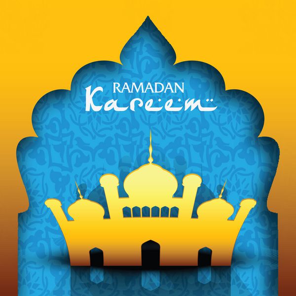 نمایی از مسجد طلایی با متن رمضان کریم