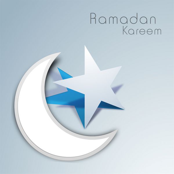 هلال ماه با ستاره در پس زمینه انتزاعی برای رمضان کریم