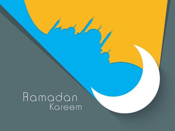 پس زمینه خلاقانه رمضان کریم با مسجد و ماه براق