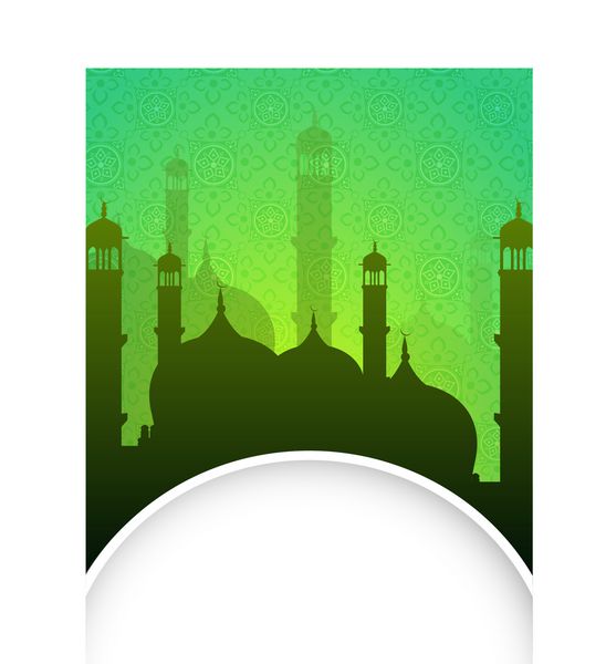 نمای مسجد با فضای خالی برای پیام شما در پس زمینه سبز