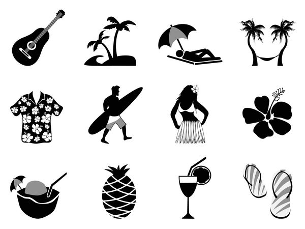 نمادهای تعطیلات جزیره گرمسیری و ساحل