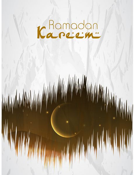 پس زمینه رمضان کریم با ماه و ستاره طلایی درخشان